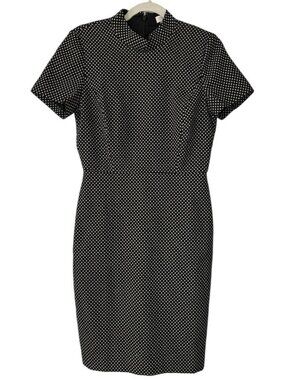 Jcrew Short Sleeve Mockneck Jacquard Dress With Gold Stitching